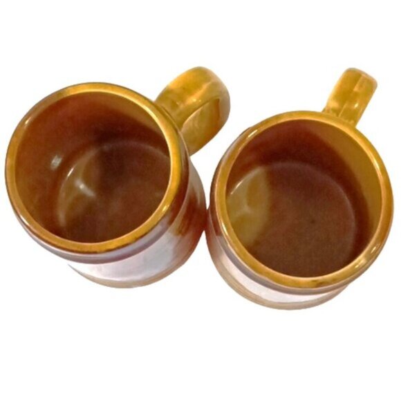 Vintage Pair of Ceramic Beer Mugs Tan & Brown Collectable Old Cars Made in Japan - Picture 3 of 6
